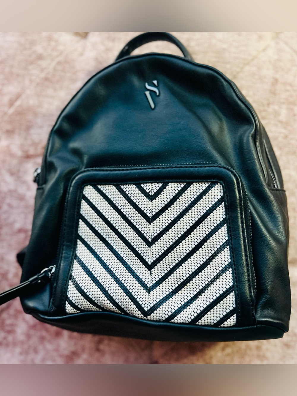 Simply Vera Vera Wang Black Backpack with Chevron Pocket